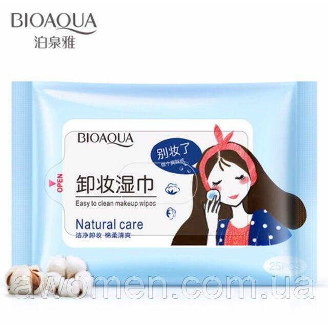 Влажные салфетки для снятия макияжа Bioaqua Natural Care 25 штук ...