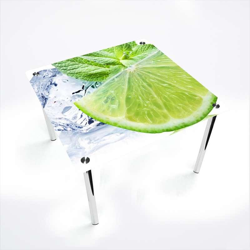 Стіл обідній скляний Квадратний стільниця скло фотодрук Ice lime 700х700*Еко мм (БЦ-Стіл ТМ)