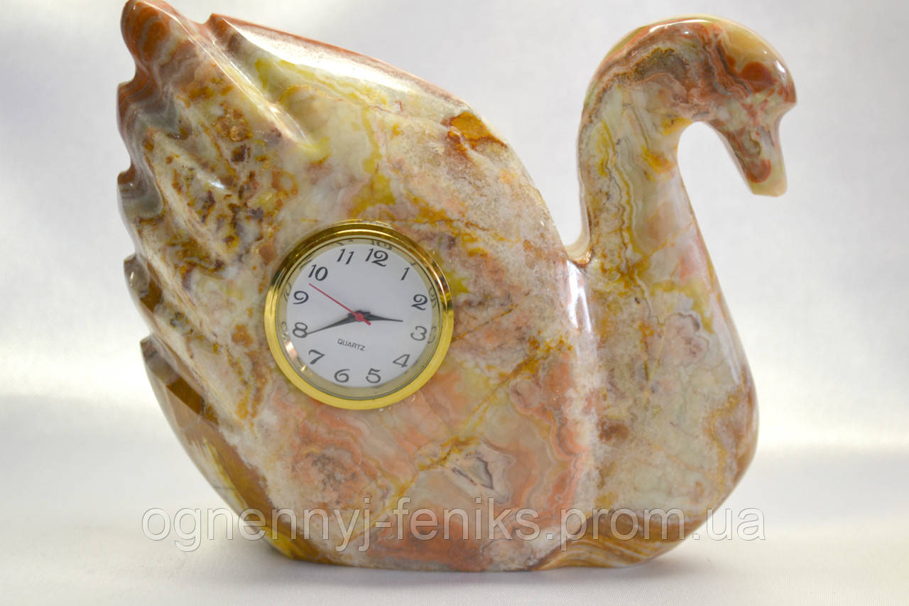 Лебедь из натурального камня оникс с часами - фото 4 - id-p101120932