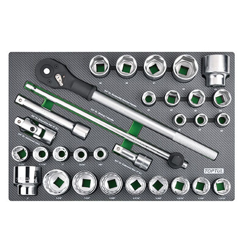 Набір інструменту в ложементі метр.+дюймового 3/4" 31ед. (тип D) TOPTUL GED3108