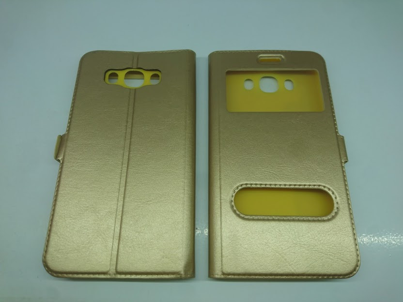Чохол-книжка Premium для Samsung Galaxy J7 SM-J710 з двома вікнами Gold