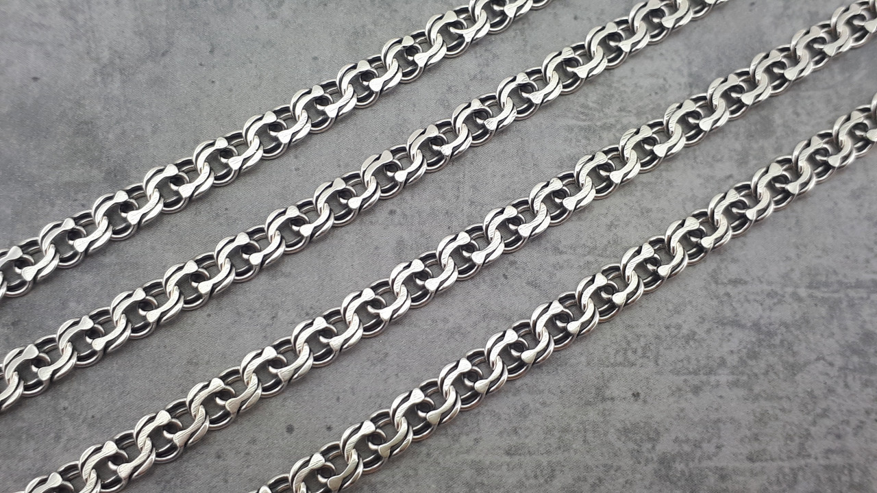 Срібна цепочка чоловіча Бісмарк. Ланцюжок на шию для чоловіка (13 грамів. ширина 4,5 мм). 55 см, фото 1
