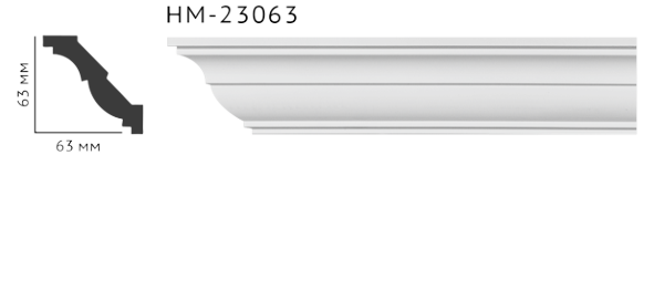 Карниз стельовий гладкий Classic Home HM-23063 , ліпний декор з поліуретану