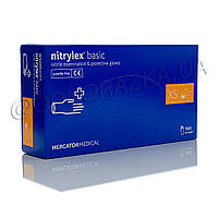 Рукавички нітрилові Nitrylex Basic, розмір XS, сині, 100 шт