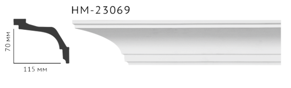 Карниз стельовий гладкий Classic Home HM-23069 , ліпний декор з поліуретану