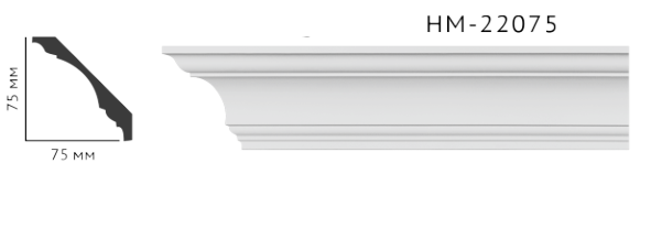 Карниз стельовий гладкий Classic Home HM-22075 , ліпний декор з поліуретану