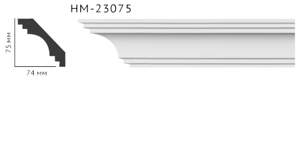Карниз стельовий гладкий Classic Home HM-23075 , ліпний декор з поліуретану