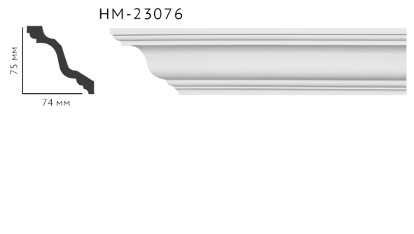 Карниз стельовий гладкий Classic Home HM-23076 , ліпний декор з поліуретану