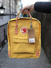 Рюкзак міський Fjallraven Kanken Classic Handles 16 л Жовтий з смугастої ручкою, фото 4