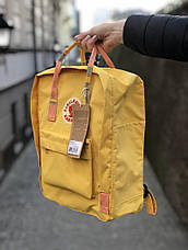 Рюкзак міський Fjallraven Kanken Classic Handles 16 л Жовтий з смугастої ручкою, фото 6