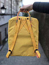 Рюкзак міський Fjallraven Kanken Classic Handles 16 л Жовтий з смугастої ручкою, фото 5