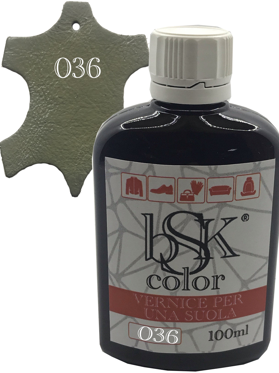 Фарба для гладкої шкіри "bsk-color" 100ml колір сірий брезент, фото 1
