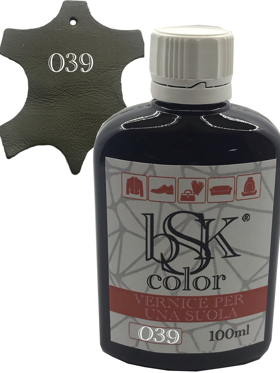Фарба для гладкої шкіри "bsk-color" 100ml колір тростинно-зелений, фото 1
