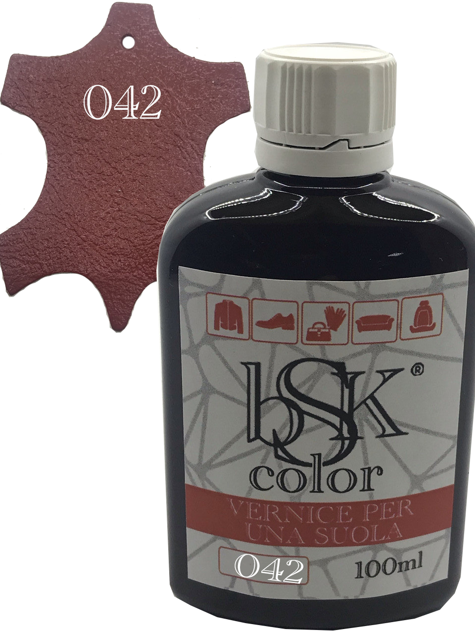 Фарба для гладкої шкіри "bsk-color" 100ml колір червоно-коричневий, фото 1