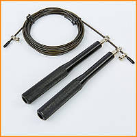 Швидкісна кроссфіт-скакалка з підшипниками 3 м Чорний