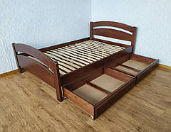 Двоспальне дерев'яне ліжко для спальні з масиву натурального дерева від виробника "Марта", фото 3
