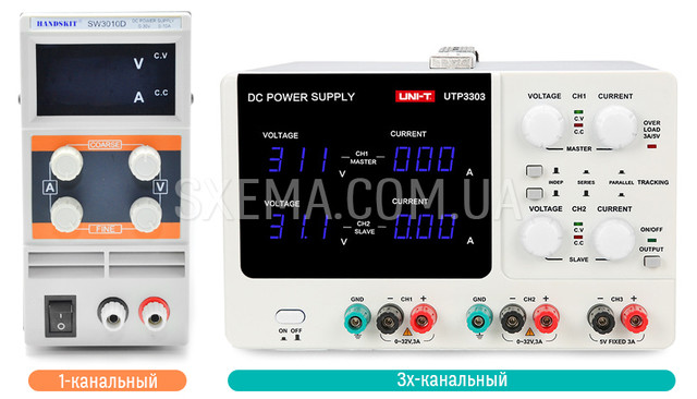 Лабораторні блоки живлення 1-3 канальні