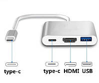 Конвертер USB Type C - to - HDMI / USB 3.1 / TYPE-C Переходник MacBook iMac