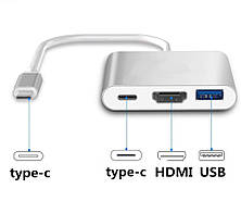 Конвертер USB Type C — to — HDMI / USB 3.1 / TYPE-C Перехідник MacBook iMac