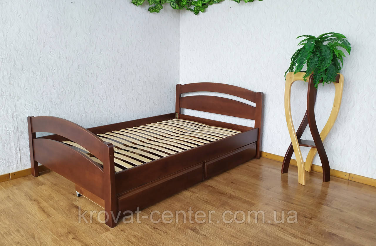 Полуторная деревянная кровать с изножьем и выдвижными ящиками "Марта" от производителя