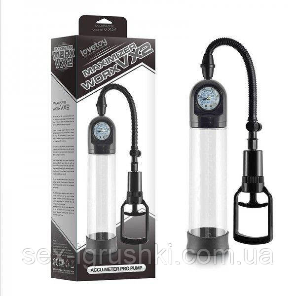 Вакуумний помпа для пеніса Maximizer Worx VX2 Accu-Meter Pro Pump, Прозрачный