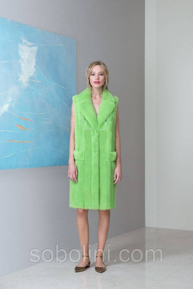 Жилет із норки світло-зеленого кольору, фото 1