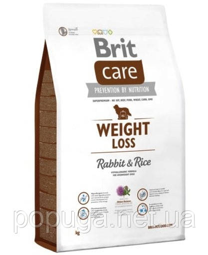 Корм Brit Care Weight Loss для собак с избыточным весом Кролик и рис, 1 кг