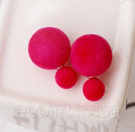 Сережки пумери, фактура вовняний оксамит, колір теракотовий із рожевим відтінком, фото 1