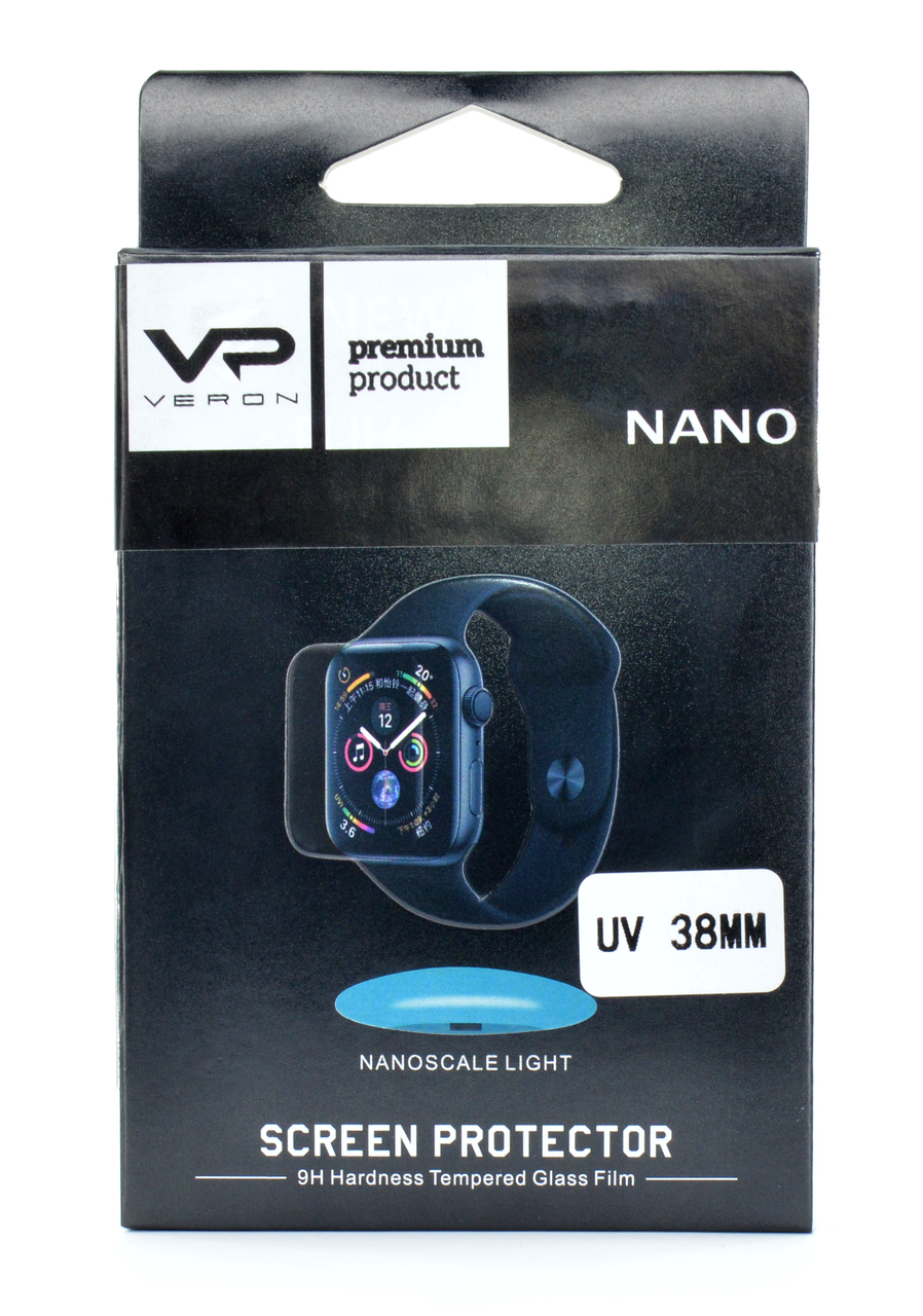 Захисне Скло Veron для Apple Watch 38мм Nano ser. UV Full Glue Ультра фіолет Прозоре (123188)