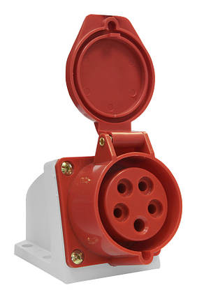 Takel 115 Розетка стаціональна 16А 220-380В (240-415В) 5 контаків (3P+N+E), IP44, червона, фото 1