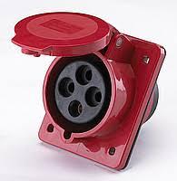 Takel 424 Розетка стаціонарна, внутрішня 32А, (380-415В) 4 контакти (3P+E), IP44, червона
