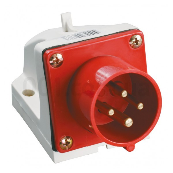 Takel 524 Вилка стаціонарна 32А, (380-415В) 4 контакти (3P+E), IP44, червона