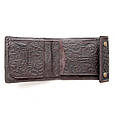 Портмоне на кнопках з кишенею для монет та відділенням на блискавці "Графіка" з натуральної шкіри з тисненням, фото 3