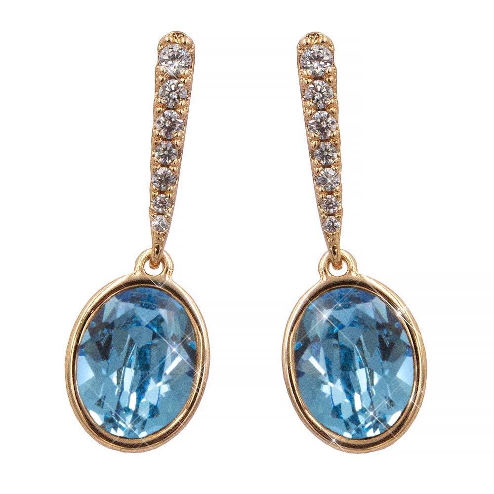 Сережки-цвяшки лимонна позолота Swarovski Овал на паличці дрібні камені