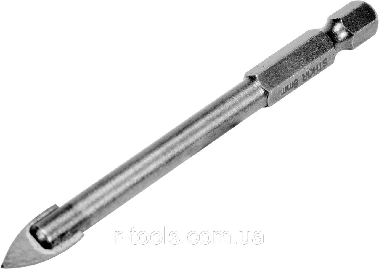 Свердло по склу та кераміці YG6X HEX-1/4" Ø= 8 x 80 мм STHOR 21704