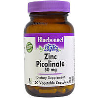 Пиколинат цинку, Bluebonnet Nutrition, 50 мг, 100 капсул вегетаріанських