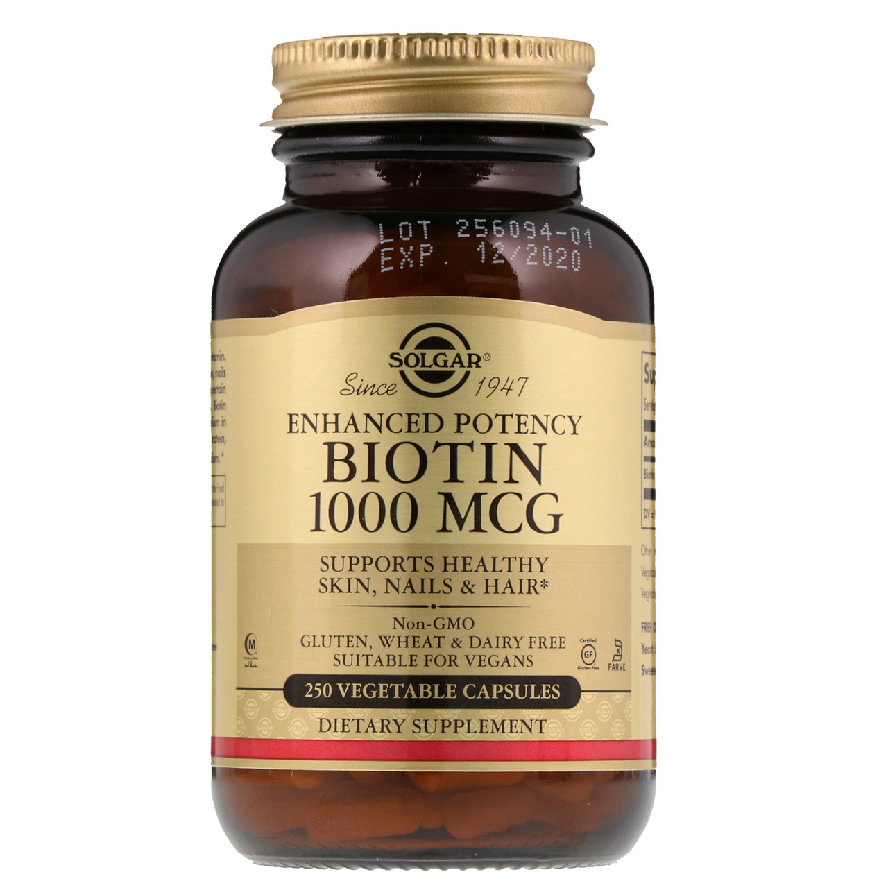 Біотин (Biotin), Solgar, 1000 мкг, 250 рослинних капсул