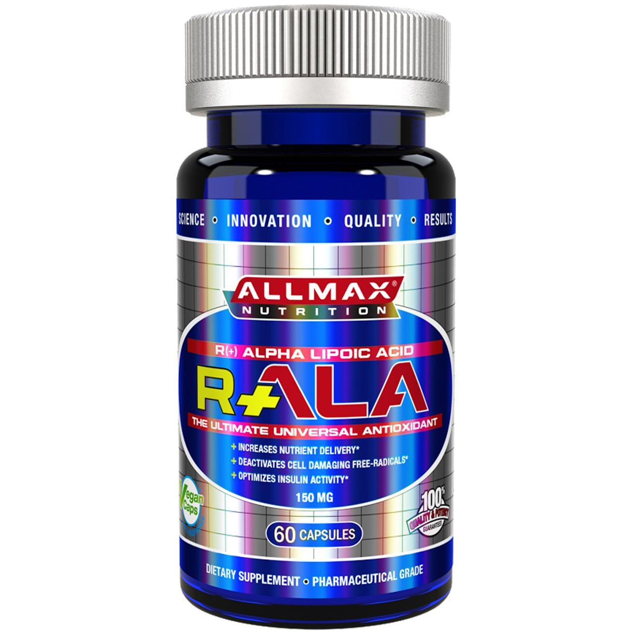 R+ Альфа-ліпоєва кислота (Максимальна сила R - Альфа-ліпоєва кислота), ALLMAX Nutrition, 150 мг, 60 капсул