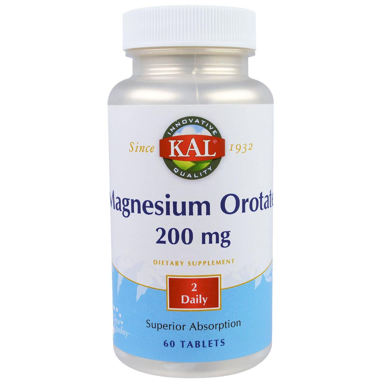 Магнію Оротат, Magnesium Orotate, KAL, 200 мг на порцію, 60 таблеток