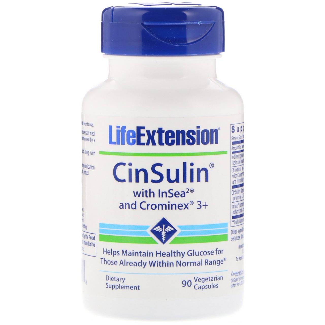 Life Extension, CinSulin з InSea2 і Crominex 3+, 90 капсул вегетаріанських