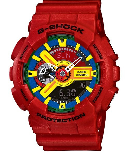 Чоловічий годинник Casio G-Shock GA-110 червоні