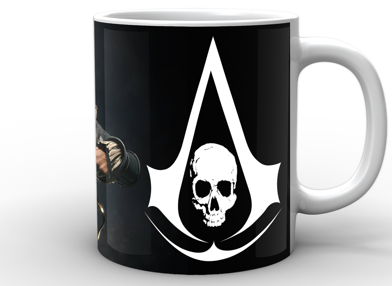 Кружка GeekLand біла Assassins Creed Кредо Ассасіна чорний прапор AC.02.06