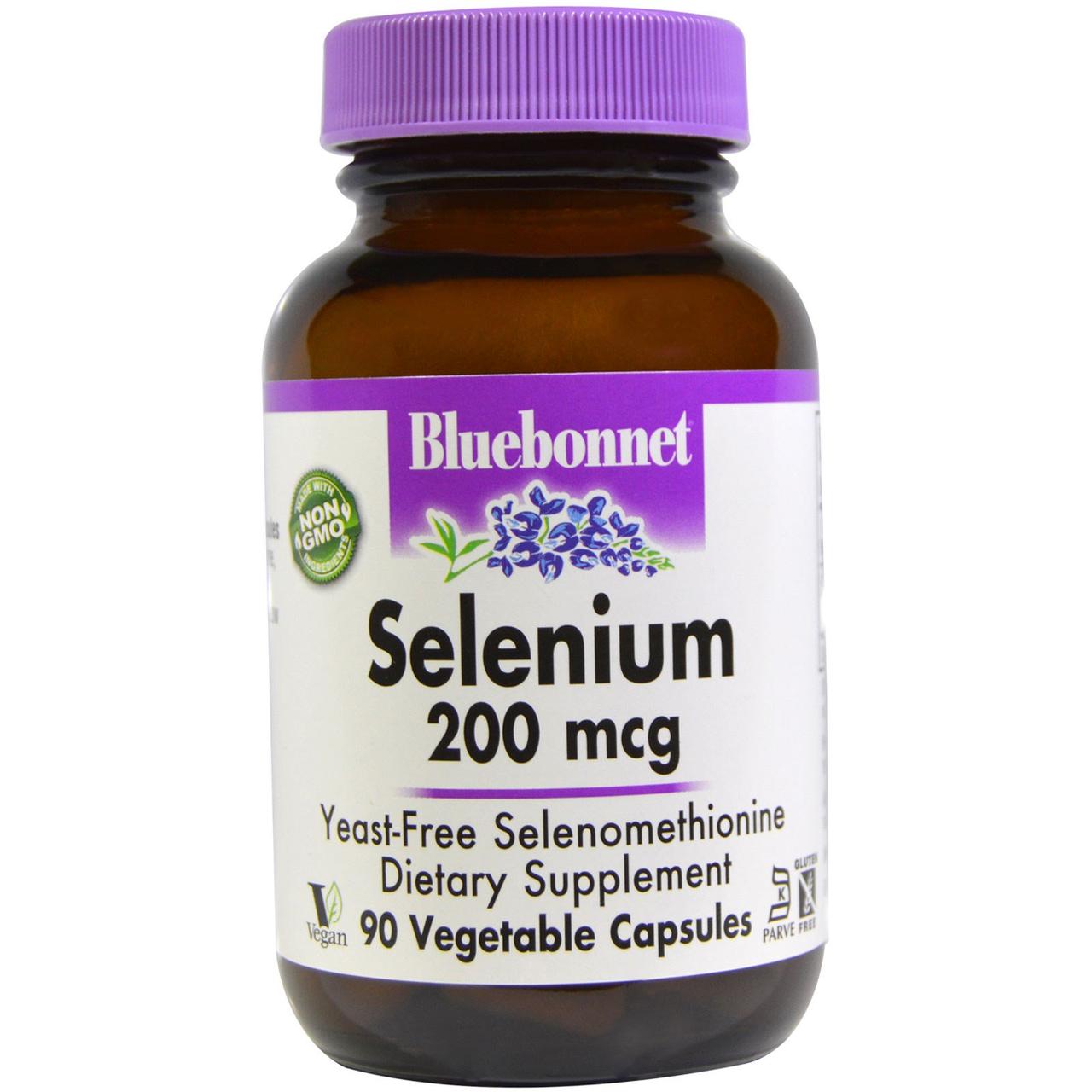 Селен, бездріжджовий селенометіонін, Bluebonnet Nutrition, 200 мкг, 90 капсул вегетаріанських