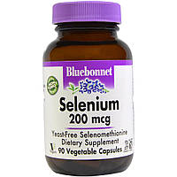 Селен, бездріжджовий селенометіонін, Bluebonnet Nutrition, 200 мкг, 90 капсул вегетаріанських