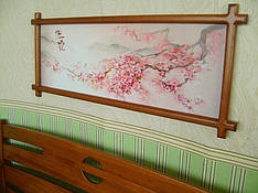 Картина настінна в дерев'яній рамці "Вітка Сакури" Яблуня локарно