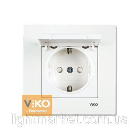 Розетка з заземленням з захисними шторками з кришкою Viko Karre