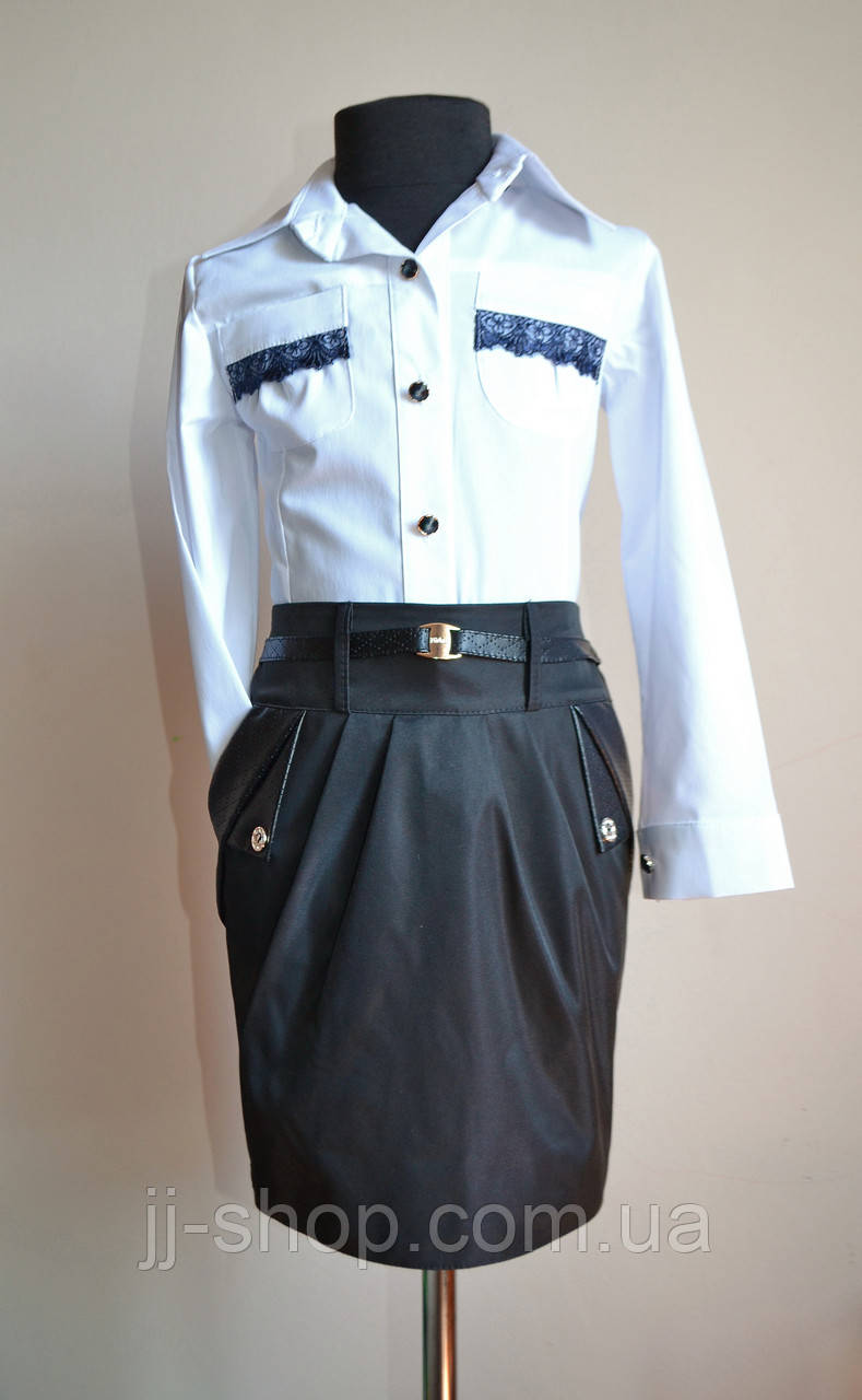 Детская школьная юбка карандаш для девочки от 5 до 12 лет, черного цвета - фото 10 - id-p556411614