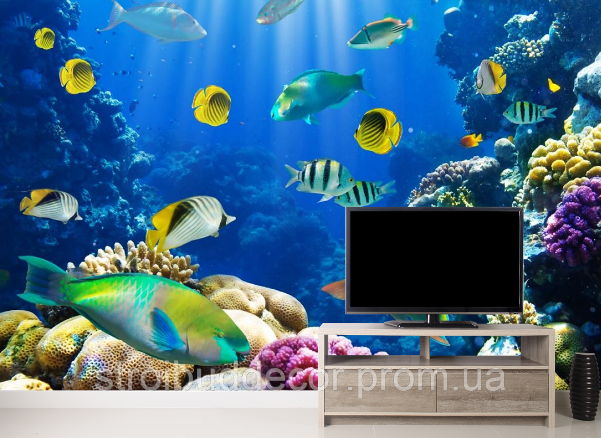 Глянцеві фотошпалери природа акваріум різні текстури , індивідуальний розмір