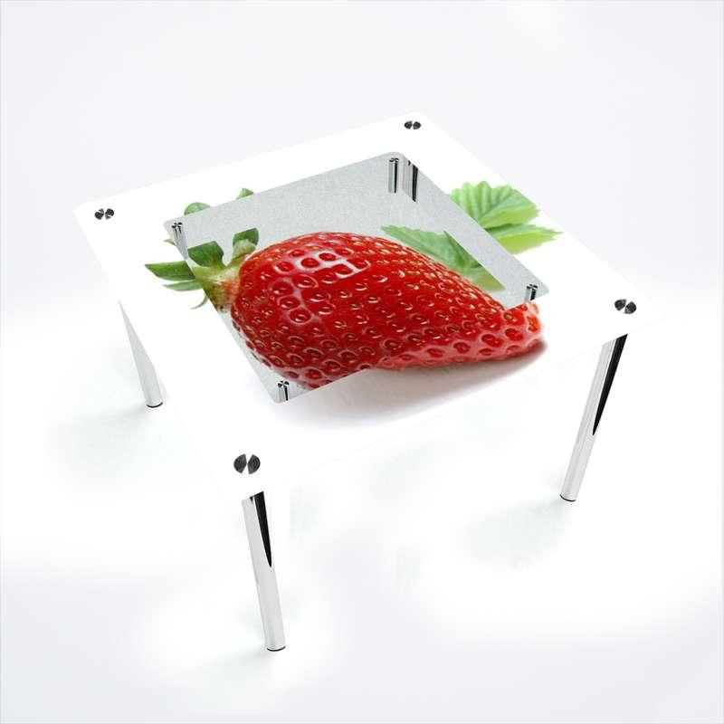 Стіл обідній Квадратний з полицею стільниця скло фотодрук Sweet berry 700х700*Еко мм (БЦ-Стіл ТМ)