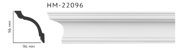 Карниз стельовий гладкий Classic Home HM-22096 , ліпний декор з поліуретану